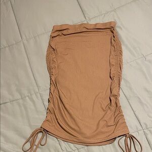 Strapless Ribbed Dress with Adjustable Ties